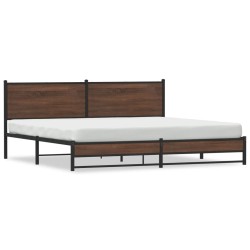 Cadre de lit en métal sans matelas chêne marron 193x203 cm 