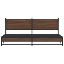 Cadre de lit en métal sans matelas chêne marron 193x203 cm 