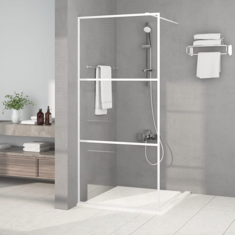 Paroi de douche Blanc 90x195 cm Verre ESG transparent 