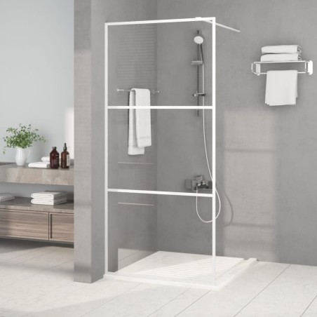 Paroi de douche Blanc 90x195 cm Verre ESG transparent 