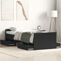 Cadre de lit sans matelas noir 75x190 cm 