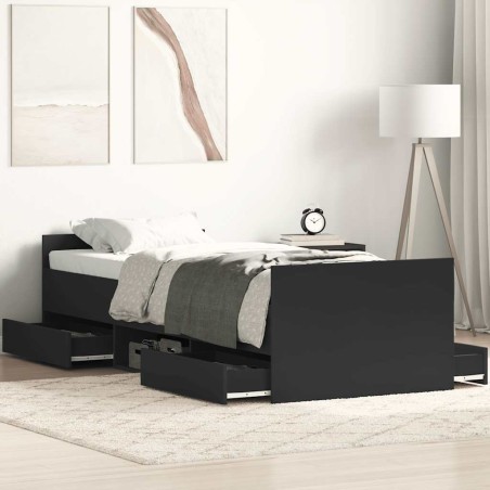 Cadre de lit sans matelas noir 75x190 cm 