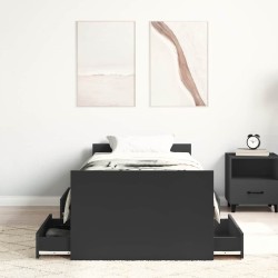 Cadre de lit sans matelas noir 75x190 cm 