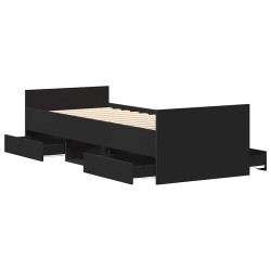 Cadre de lit sans matelas noir 75x190 cm 