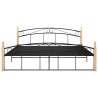Cadre de lit sans matelas noir métal bois chêne 180x200 cm 