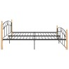 Cadre de lit sans matelas noir métal bois chêne 180x200 cm 