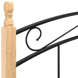 Cadre de lit sans matelas noir métal bois chêne 180x200 cm 