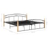 Cadre de lit sans matelas noir métal bois chêne 180x200 cm 