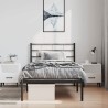 Cadre de lit métal sans matelas avec tête de lit noir 100x190cm 