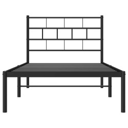 Cadre de lit métal sans matelas avec tête de lit noir 100x190cm 