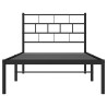 Cadre de lit métal sans matelas avec tête de lit noir 100x190cm 