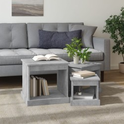 Tables basses 3 pcs gris béton bois d'ingénierie 