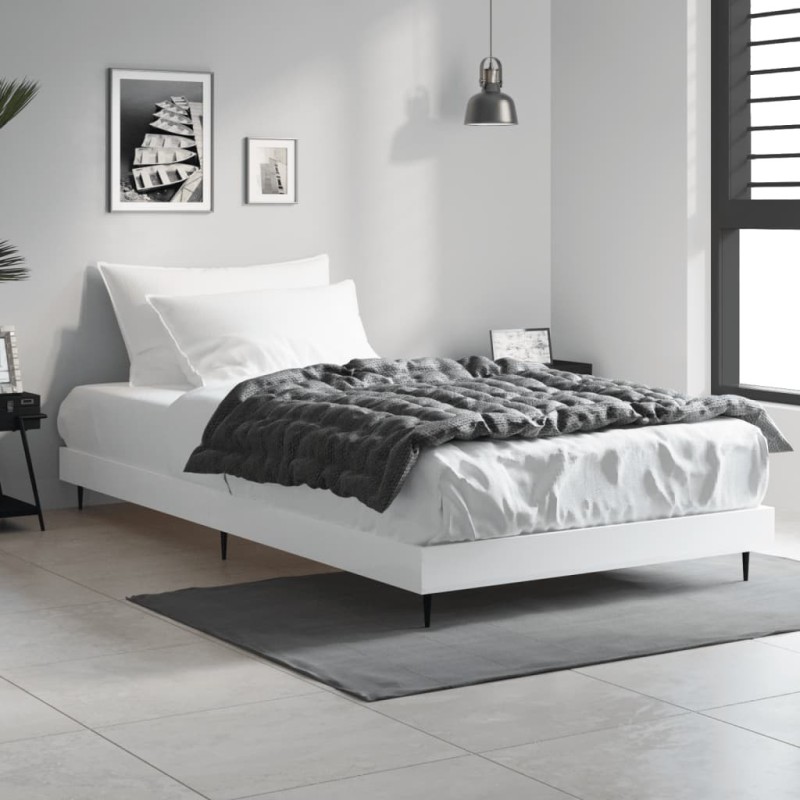 Cadre de lit sans matelas blanc 90x190 cm bois d'ingénierie Cadre de lit sans matelas blanc 90x190 cm bois d'ingénierie