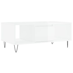 Table basse Blanc brillant 90x50x36,5 cm Bois d'ingénierie 