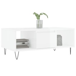 Table basse Blanc brillant 90x50x36,5 cm Bois d'ingénierie 