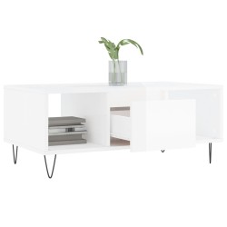 Table basse Blanc brillant 90x50x36,5 cm Bois d'ingénierie 