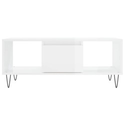 Table basse Blanc brillant 90x50x36,5 cm Bois d'ingénierie 