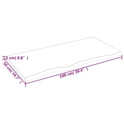 Comptoir de salle de bain 100x50x2 cm bois massif non traité 
