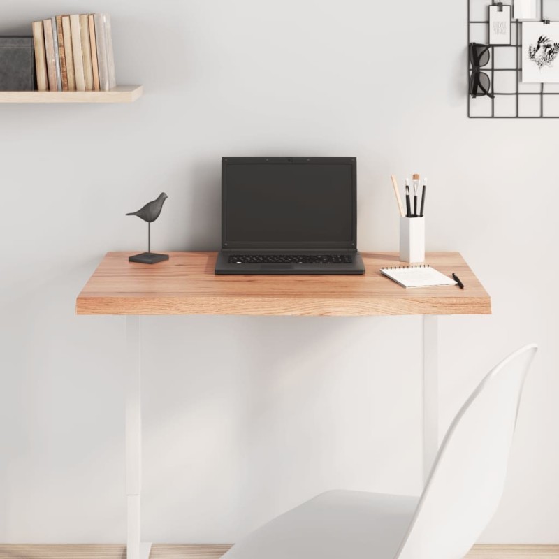 Dessus de table marron clair bois chêne massif traité 