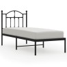 Cadre de lit métal sans matelas avec tête de lit noir 75x190 cm 