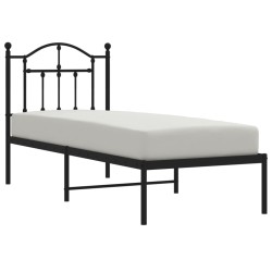 Cadre de lit métal sans matelas avec tête de lit noir 75x190 cm 
