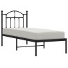 Cadre de lit métal sans matelas avec tête de lit noir 75x190 cm 