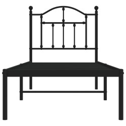 Cadre de lit métal sans matelas avec tête de lit noir 75x190 cm 