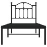 Cadre de lit métal sans matelas avec tête de lit noir 75x190 cm 