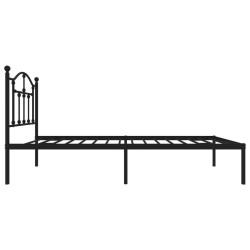 Cadre de lit métal sans matelas avec tête de lit noir 75x190 cm 