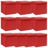Boîtes de rangement et couvercles 10 pcs Rouge 32x32x32cm Tissu 