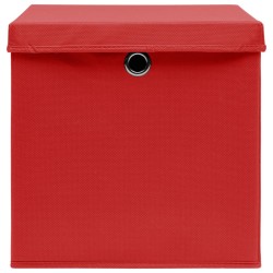Boîtes de rangement et couvercles 10 pcs Rouge 32x32x32cm Tissu 