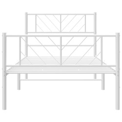 Cadre de lit métal sans matelas avec pied de lit blanc 80x200cm 