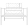 Cadre de lit métal sans matelas avec pied de lit blanc 80x200cm 