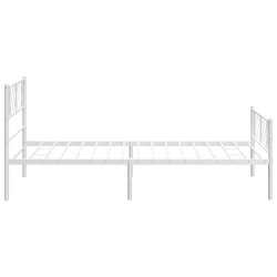 Cadre de lit métal sans matelas avec pied de lit blanc 80x200cm 