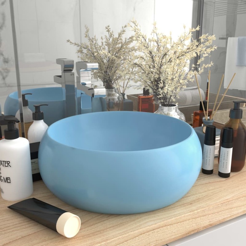 Lavabo rond de luxe Bleu clair mat 40x15 cm Céramique 