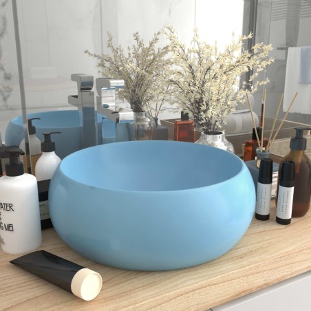 Lavabo rond de luxe Bleu clair mat 40x15 cm Céramique 