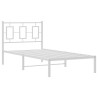 Cadre de lit métal sans matelas avec tête de lit blanc 90x190cm 