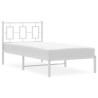 Cadre de lit métal sans matelas avec tête de lit blanc 90x190cm 