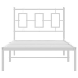 Cadre de lit métal sans matelas avec tête de lit blanc 90x190cm 