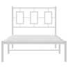 Cadre de lit métal sans matelas avec tête de lit blanc 90x190cm 