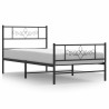 Cadre de lit métal sans matelas avec pied de lit noir 100x190cm 