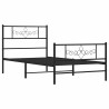 Cadre de lit métal sans matelas avec pied de lit noir 100x190cm 