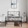 Cadre de lit métal sans matelas avec pied de lit noir 100x190cm 