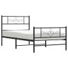 Cadre de lit métal sans matelas avec pied de lit noir 100x190cm 