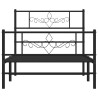 Cadre de lit métal sans matelas avec pied de lit noir 100x190cm 