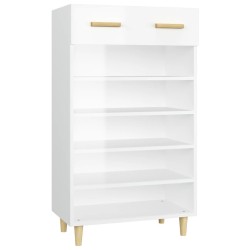 Armoire à chaussure Blanc brillant 60x35x105 cm Bois ingénierie 