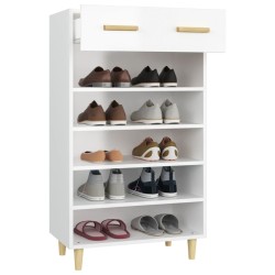 Armoire à chaussure Blanc brillant 60x35x105 cm Bois ingénierie 