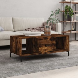 Table basse chêne fumé 102x50x40 cm bois d'ingénierie 
