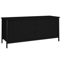 Meuble TV avec portes noir 102x35x45 cm bois d'ingénierie 