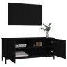 Meuble TV avec portes noir 102x35x45 cm bois d'ingénierie 